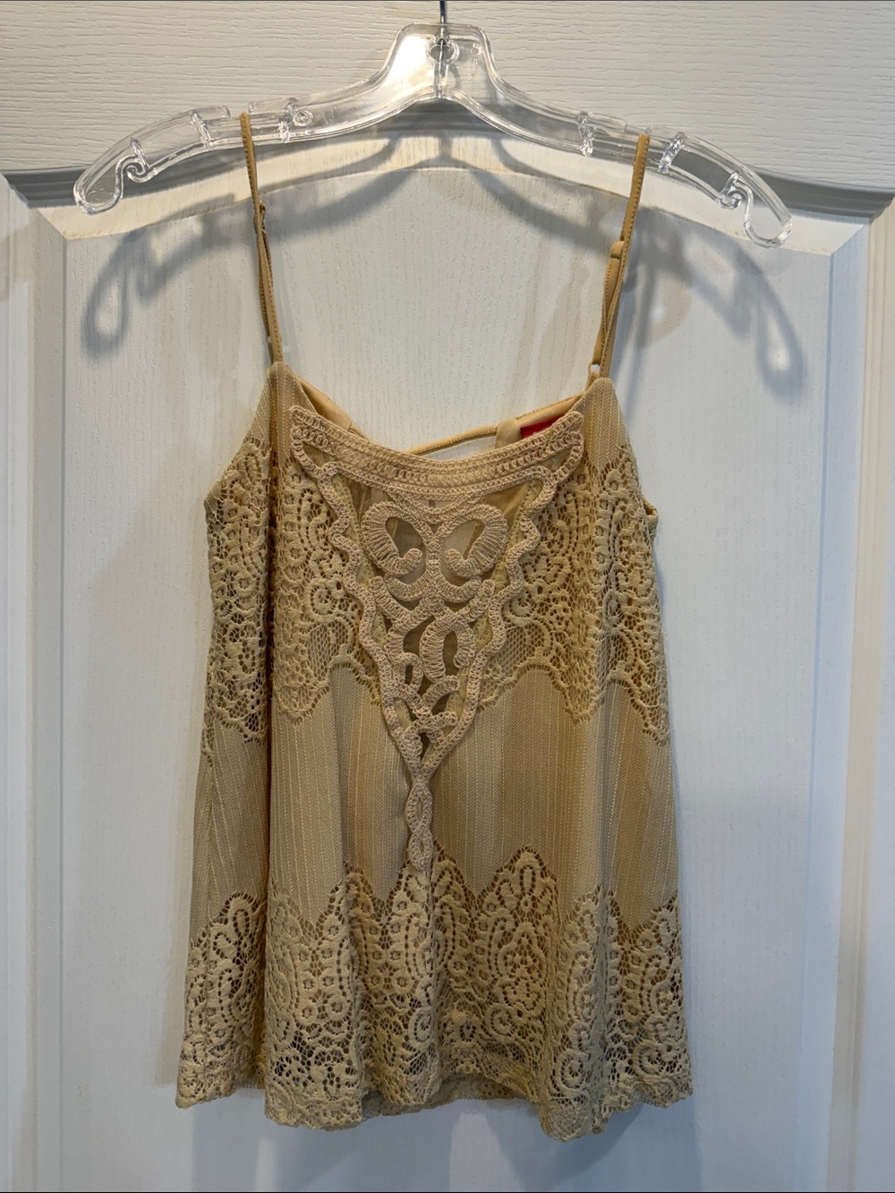 Daytrip Lace-Front Crochet Cami in Beige